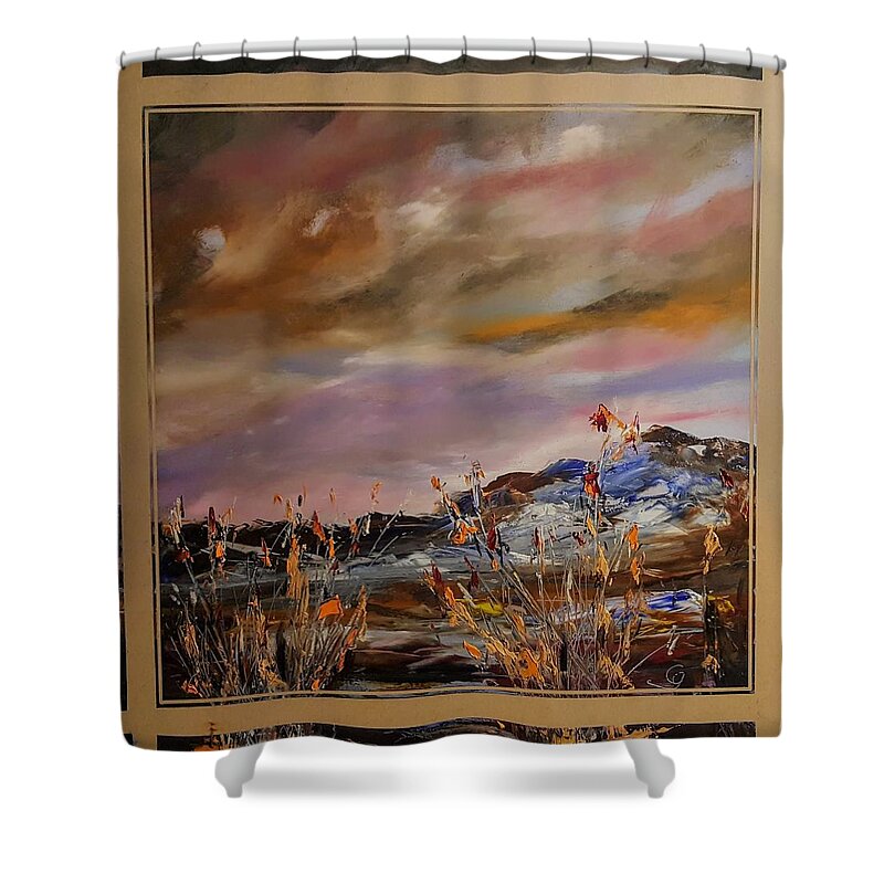 Montana Stormy Expressions Shower Curtain featuring the painting Montana Stormy Expressions    6 19 by Cheryl Nancy Ann Gordon