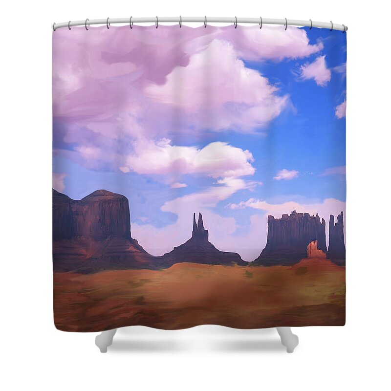 Painting Shower Curtain featuring the digital art Monument Valley Impressions by Mark Miller