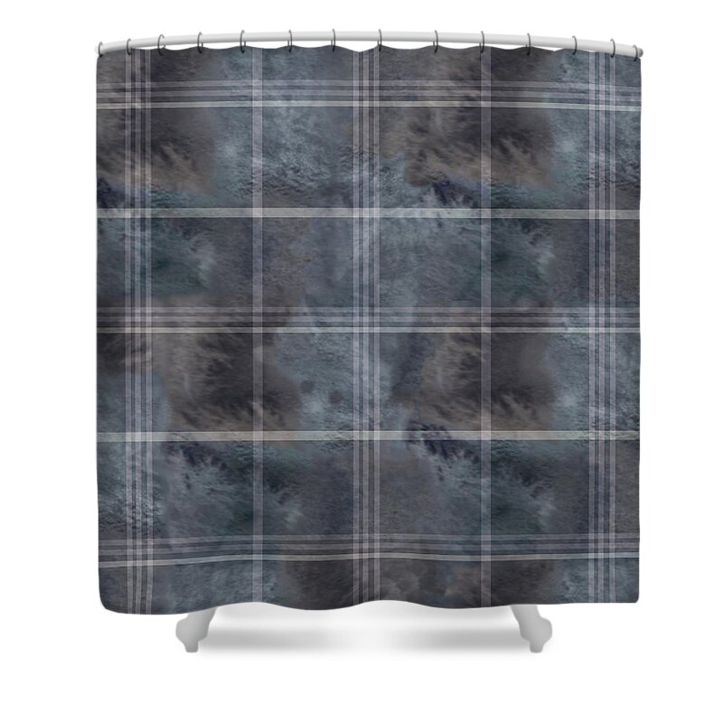 Pattern Shower Curtain featuring the digital art Moody Blue Plaid by Sand And Chi
