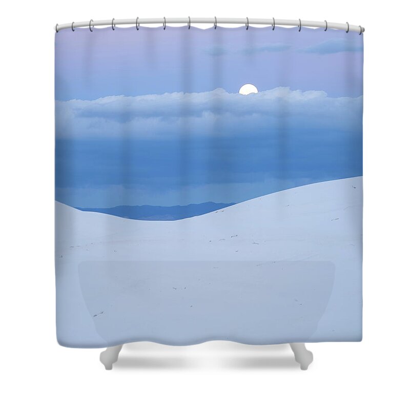00557664 Shower Curtain featuring the photograph Moon And Dune, White Sands Nm, New Mexico by Tim Fitzharris