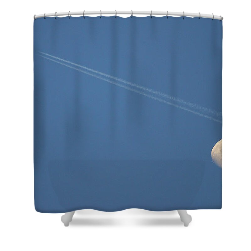 Mid-air Shower Curtain featuring the photograph Moon In Sky by Vittorio Ricci - Italy