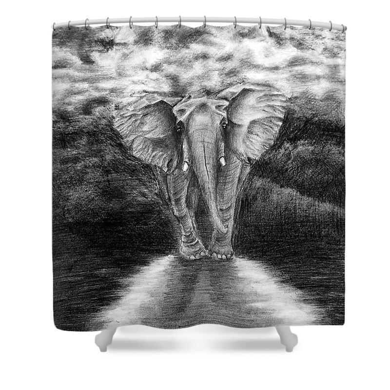 Beautiful Shower Curtain featuring the drawing Moon Light by Medea Ioseliani