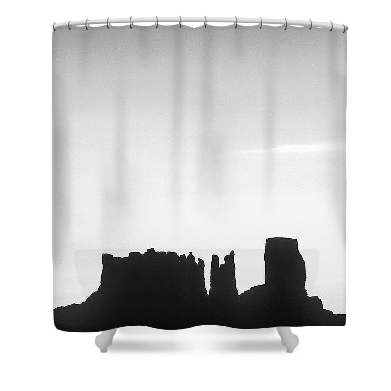Disk1216 Shower Curtain featuring the photograph Moon, Monument Valley by Tim Fitzharris