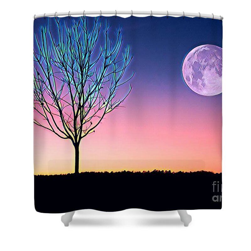 Nature Shower Curtain featuring the painting Moonrise by Denise Railey