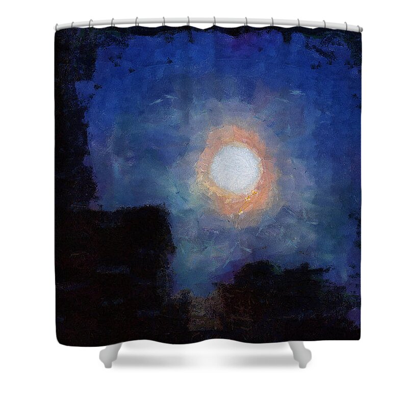 Moon Shower Curtain featuring the mixed media Moonscape by Christopher Reed