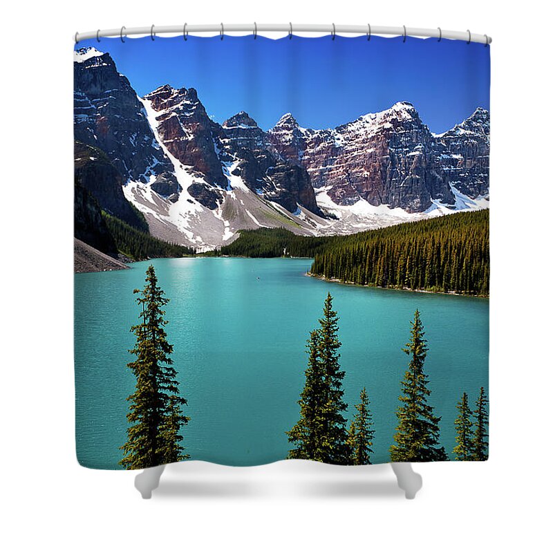 Scenics Shower Curtain featuring the photograph Moraine Lake, Banff National Park by Edwin Chang Photography