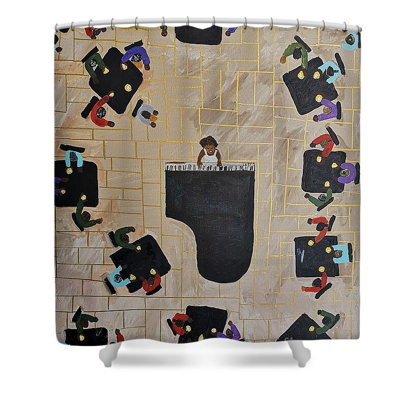 Aretha Franklin Shower Curtain featuring the painting More Aretha, Queen of Soul by Jennylynd James