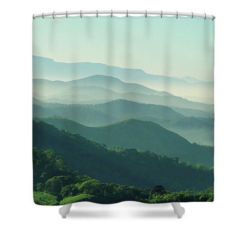 Scenics Shower Curtain featuring the photograph Morning @ Munnar India by Photographs By Hibru