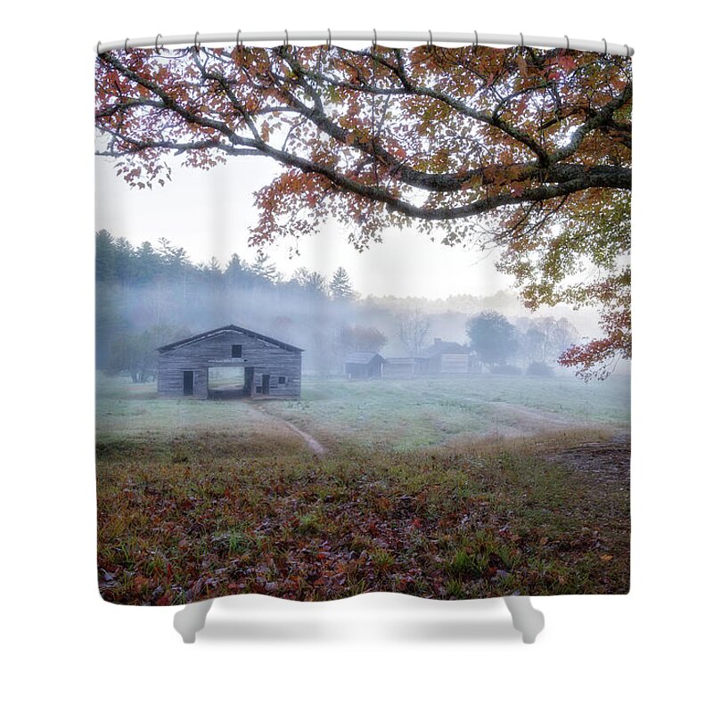Appalachia Shower Curtain featuring the photograph Morning at Dan's by Lana Trussell