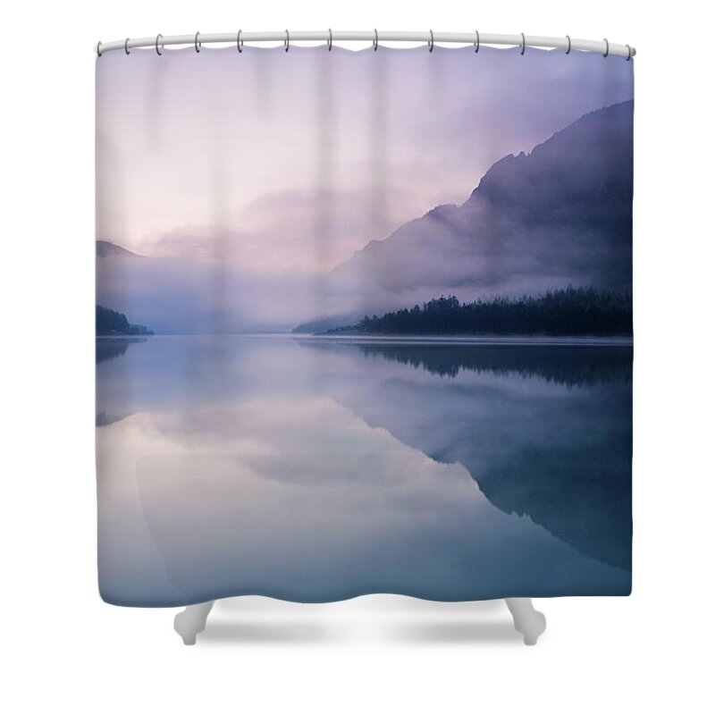 Scenics Shower Curtain featuring the photograph Morning At Lake Plansee by Wingmar