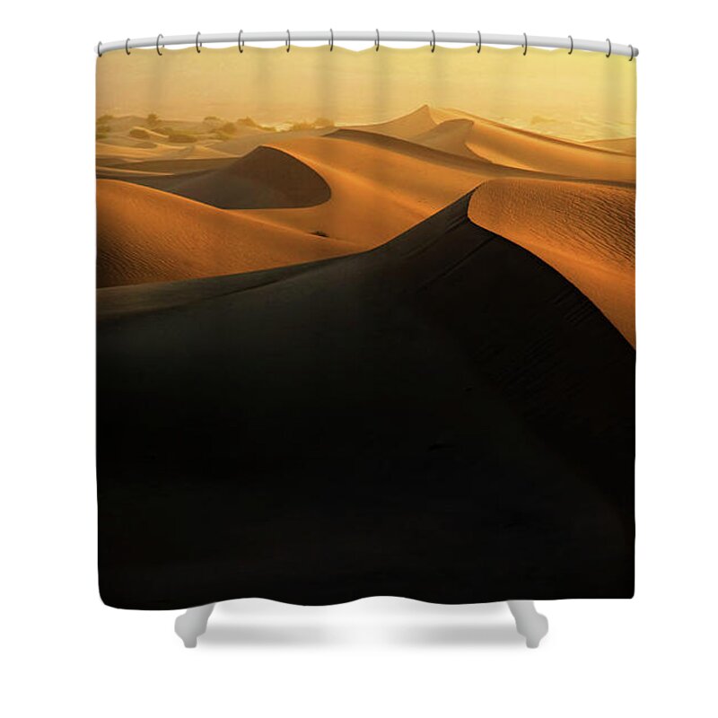 Tranquility Shower Curtain featuring the photograph Morning Glow On Dunes by David Toussaint