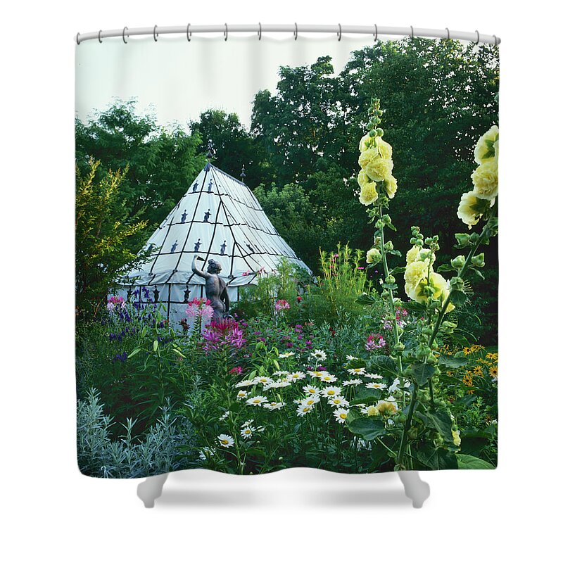 Figurine Shower Curtain featuring the photograph Moroccan Tent In Garden by Richard Felber
