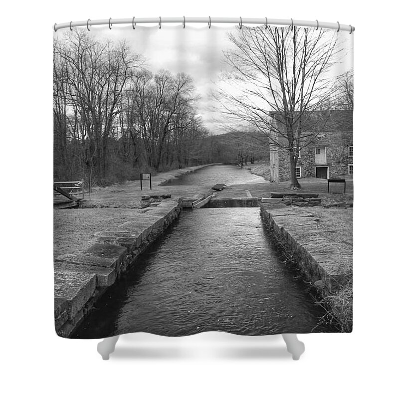 Waterloo Village Shower Curtain featuring the photograph Morris Canal and Lock - Waterloo Village by Christopher Lotito