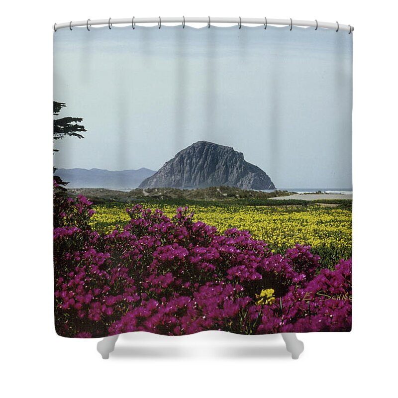 Morro Bay Shower Curtain featuring the photograph Morro Rock, CA by Edie Schneider