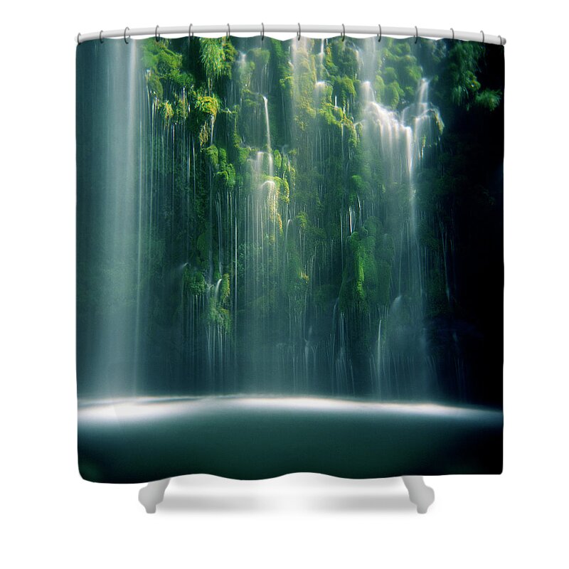 Toy Camera Effect Shower Curtain featuring the photograph Mossbrae Falls In Sunlight by Zeb Andrews