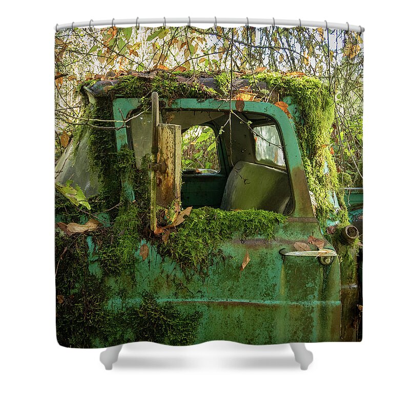 Ancient Shower Curtain featuring the photograph Mossy Truck by Jean Noren