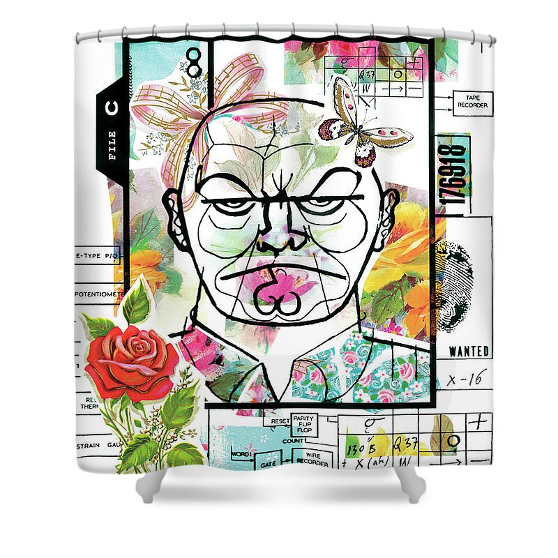Abstract Shower Curtain featuring the drawing Most Wanted by CSA Images