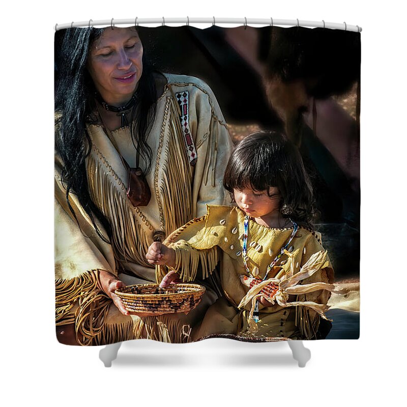 Native American Shower Curtain featuring the photograph Mother and Child by Pamela Steege