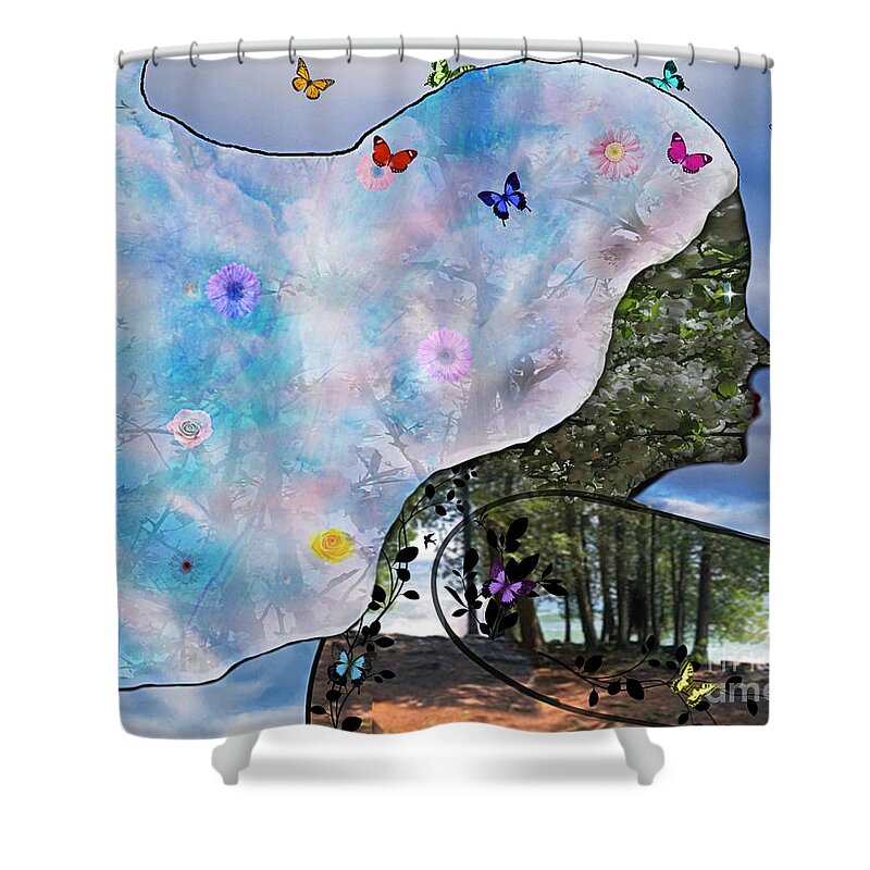 Nature Shower Curtain featuring the mixed media Mother Nature by Diamante Lavendar