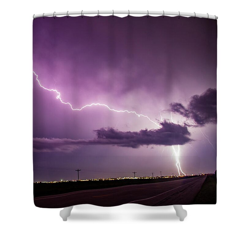 Nebraskasc Shower Curtain featuring the photograph Mother Nature's Fireworks Finale 028 by Dale Kaminski