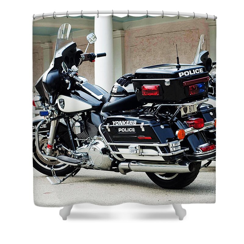 Yonkers Police Shower Curtain featuring the photograph Motorcycle Cruiser by Jose Rojas