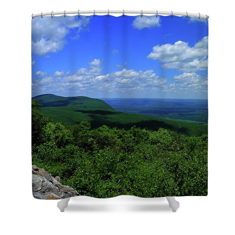 Mount Everett And Mount Race From The Summit Of Bear Mountain In Connecticut Shower Curtain featuring the photograph Mount Everett and Mount Race from the Summit of Bear Mountain in Connecticut by Raymond Salani III