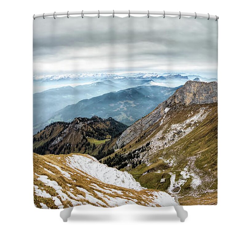 Panorama Shower Curtain featuring the photograph Mountain Landscape by Rick Deacon