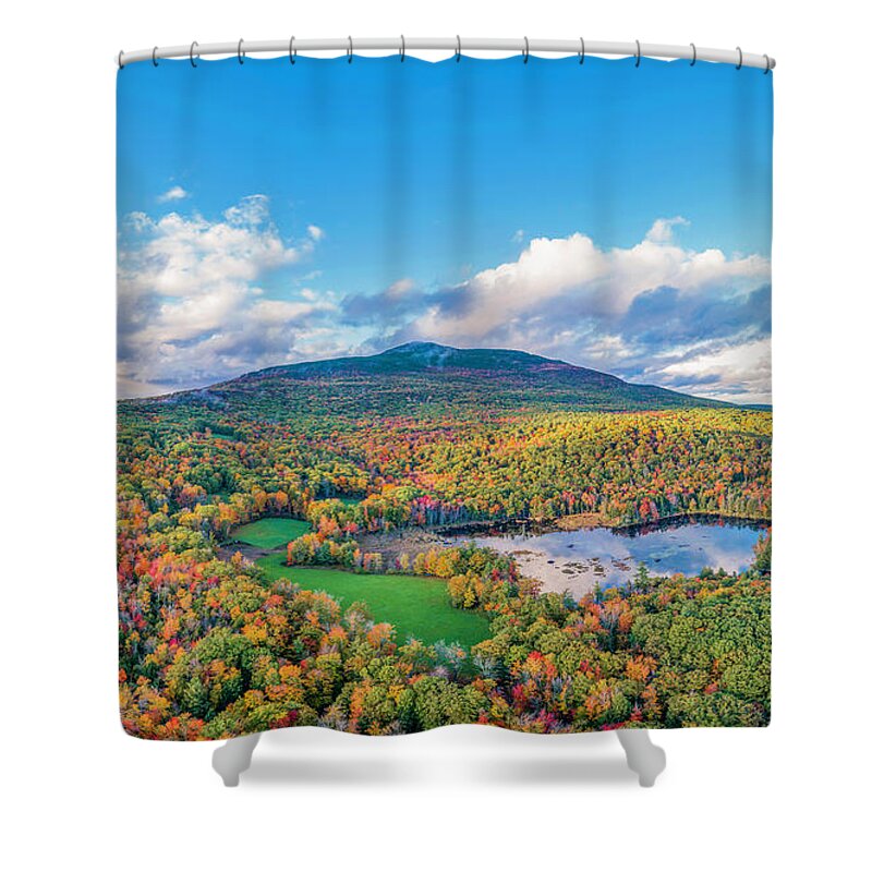 Troy Shower Curtain featuring the photograph Mountain that Stands Alone #2 by Veterans Aerial Media LLC