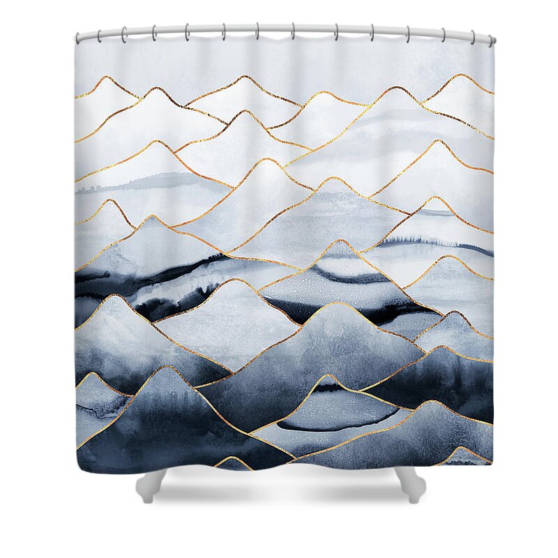 Mountains Shower Curtain featuring the mixed media Mountains by Elisabeth Fredriksson