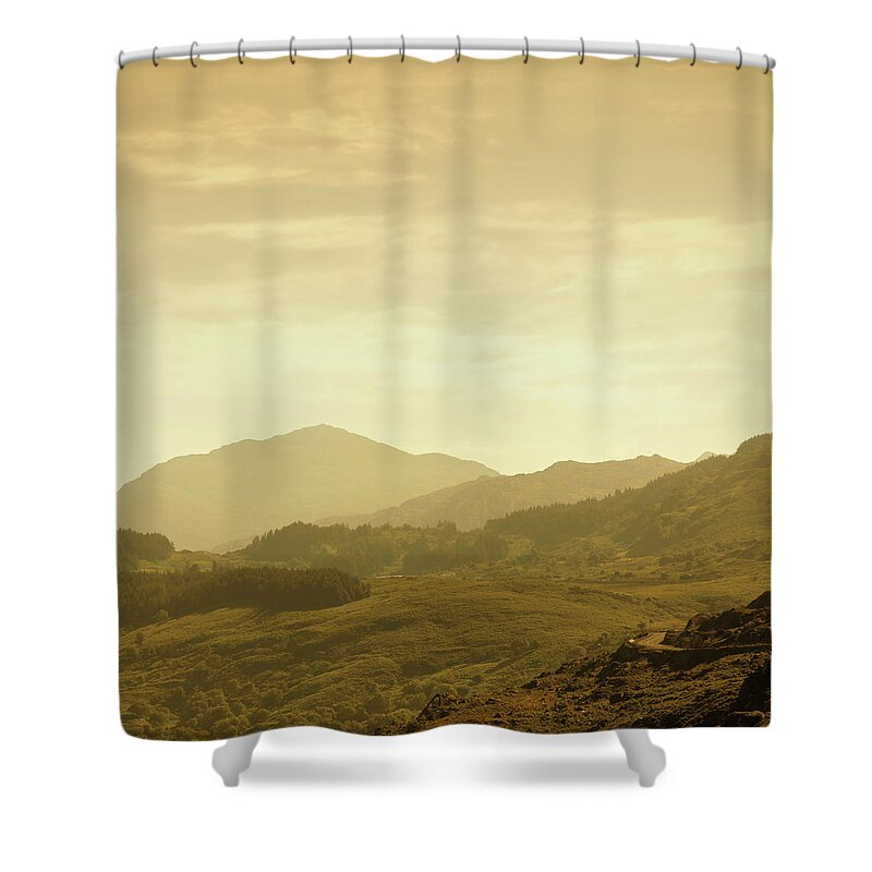 Scenics Shower Curtain featuring the photograph Mountains In Ireland At Early Morning by Mammuth