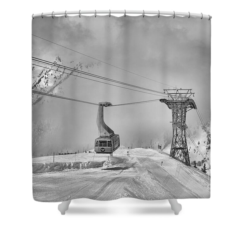 Snowbird Shower Curtain featuring the photograph Moving Through The Winter Clouds Black And White by Adam Jewell