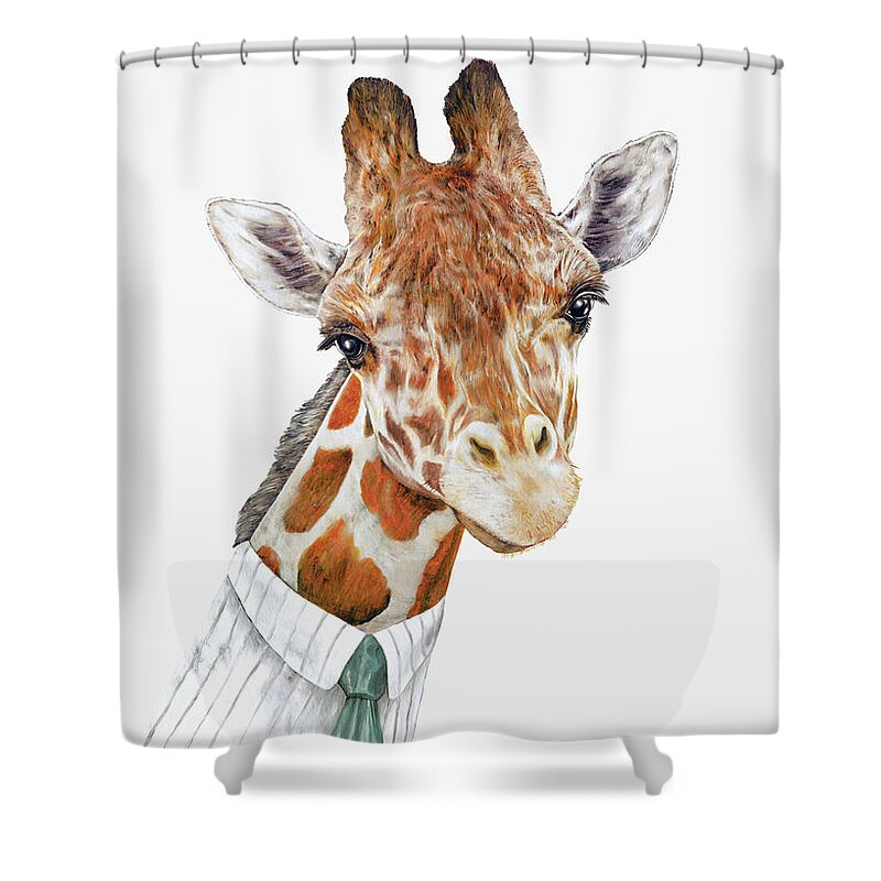 Giraffe Shower Curtain featuring the painting Mr Giraffe by Animal Crew