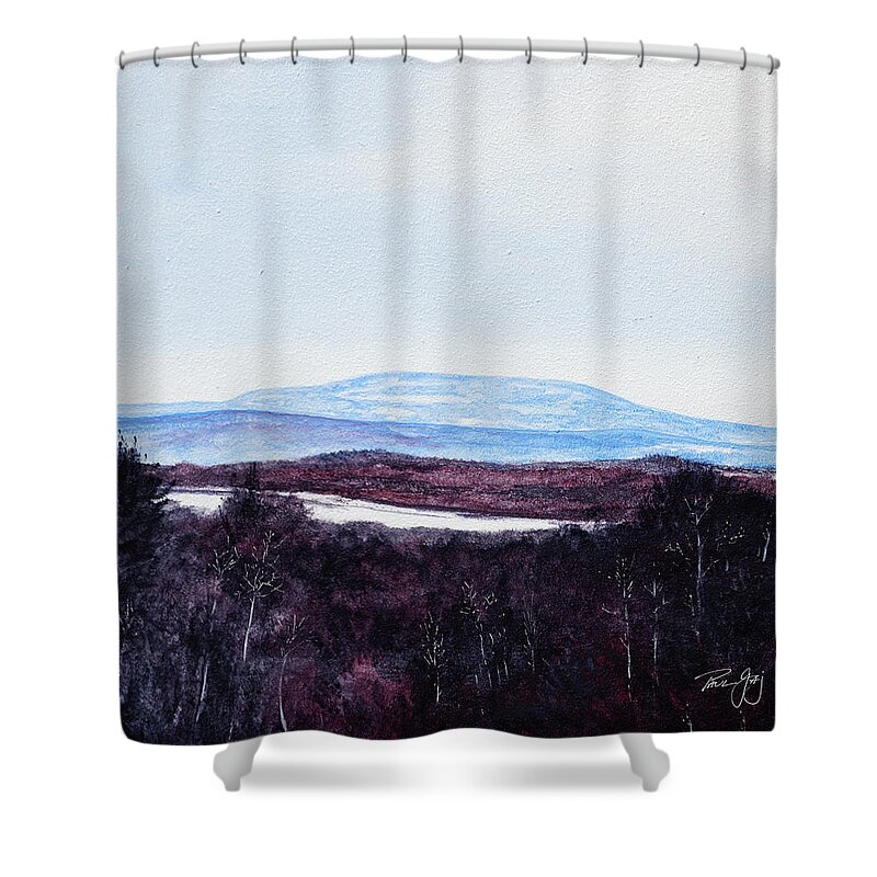 Mountains Shower Curtain featuring the painting Mt. Wachusett by Paul Gaj