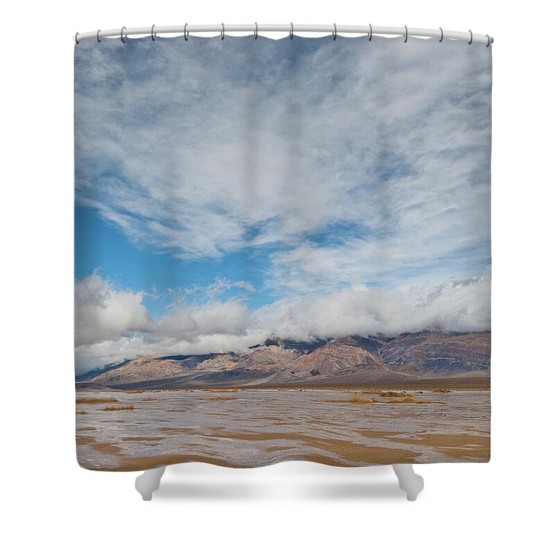 Arid Climate Shower Curtain featuring the photograph Mud Flats in Panamint Valley by Jeff Goulden