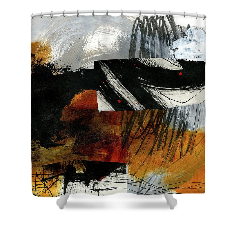 Abstract Art Shower Curtain featuring the painting Muddying the Waters #2 by Jane Davies