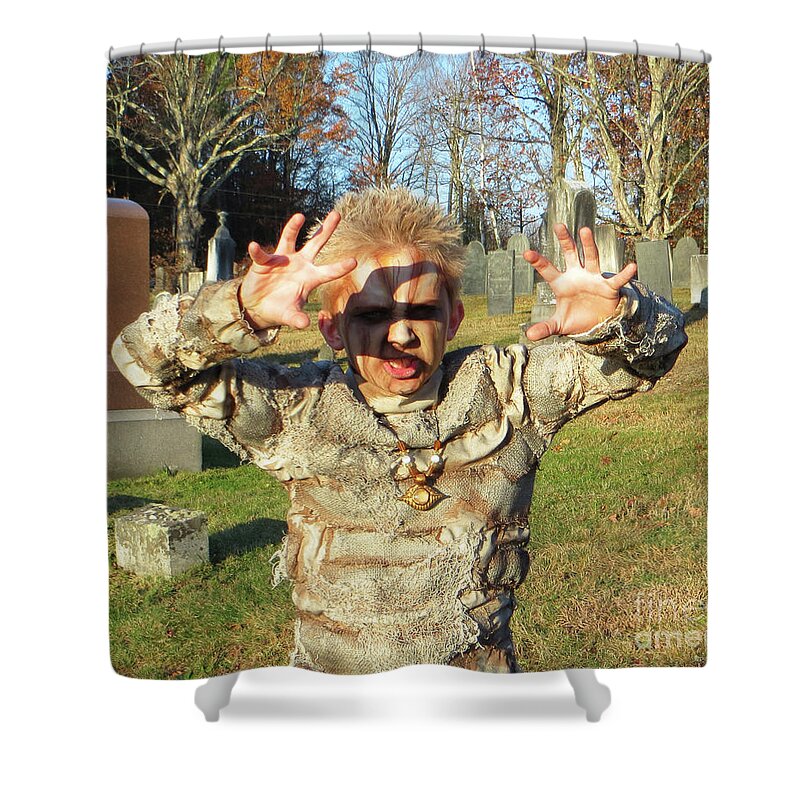 Halloween Shower Curtain featuring the photograph Mummy Costume 8 by Amy E Fraser