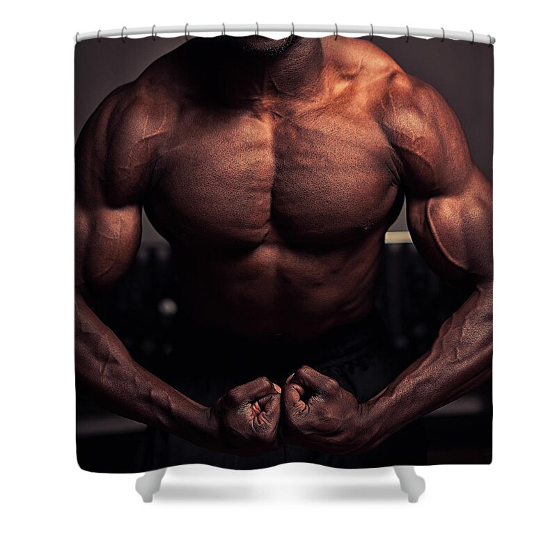 Young Men Shower Curtain featuring the photograph Muscular Torso by Marilyn Nieves