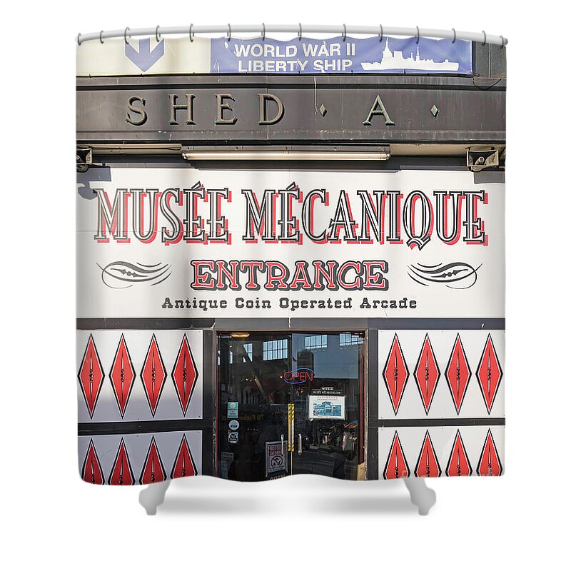Wingsdomain Shower Curtain featuring the photograph Musee Mechanique Vintage Penny Arcade DSC6814 by Wingsdomain Art and Photography