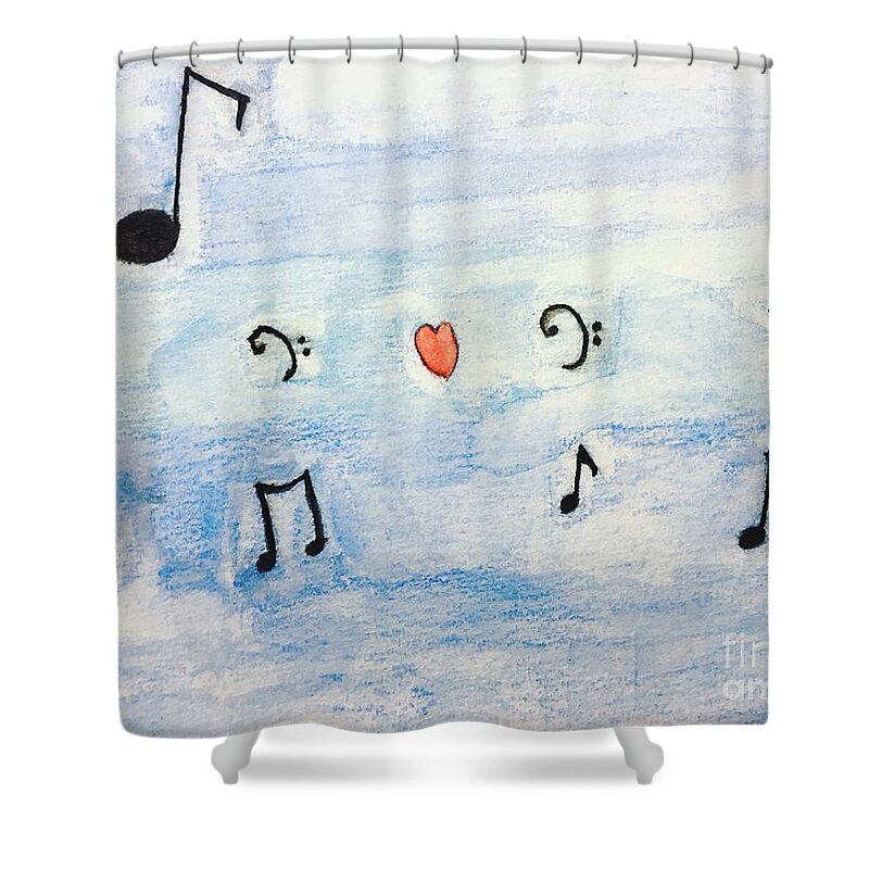 Music Shower Curtain featuring the painting Music in the air by Epic Luis Art