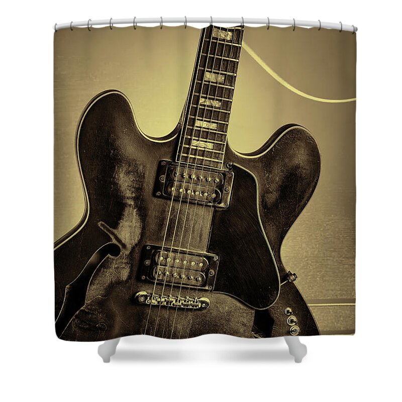 Music-instruments Shower Curtain featuring the photograph Music Picture Gibson Guitar 1744.012 by M K Miller
