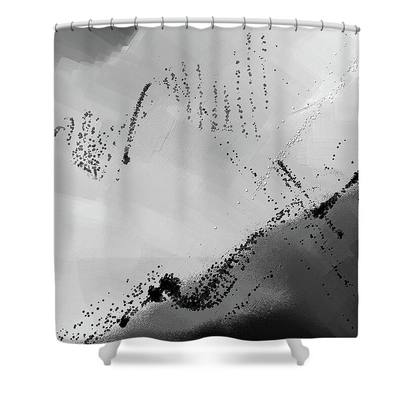 Yellow Shower Curtain featuring the painting Muted - Shades Of Gray Abstract Art by Lourry Legarde
