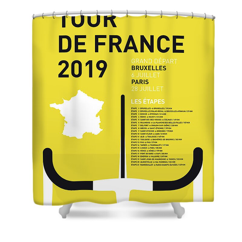 2019 Shower Curtain featuring the digital art My Tour De France Minimal Poster 2019 by Chungkong Art