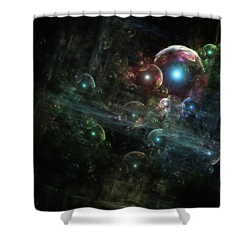Fractals Shower Curtain featuring the digital art Mystery Of The Orb Cluster by Rolando Burbon