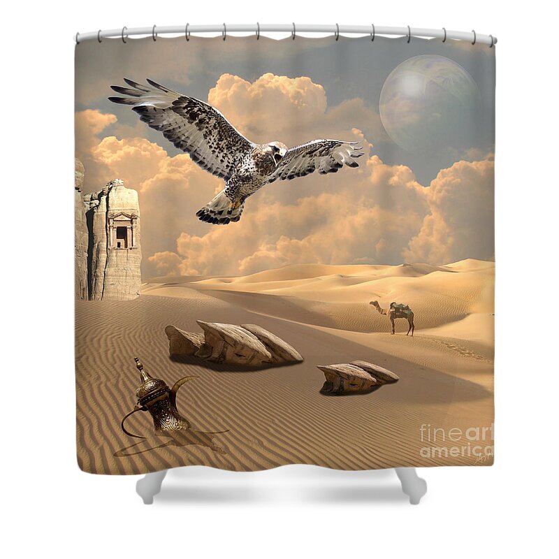 Desert Shower Curtain featuring the digital art Mystica of desert by Alexa Szlavics
