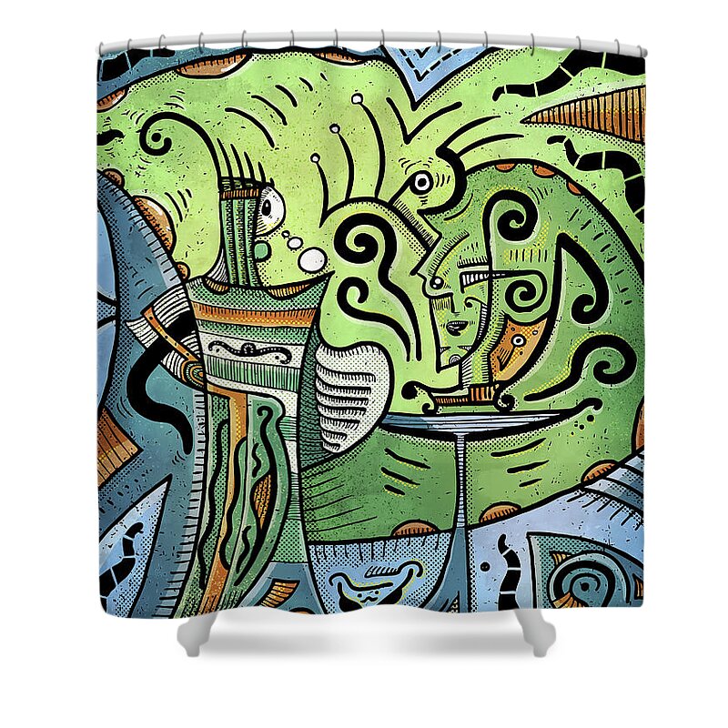 Shaman Shower Curtain featuring the painting Mystical Powers by Sotuland Art