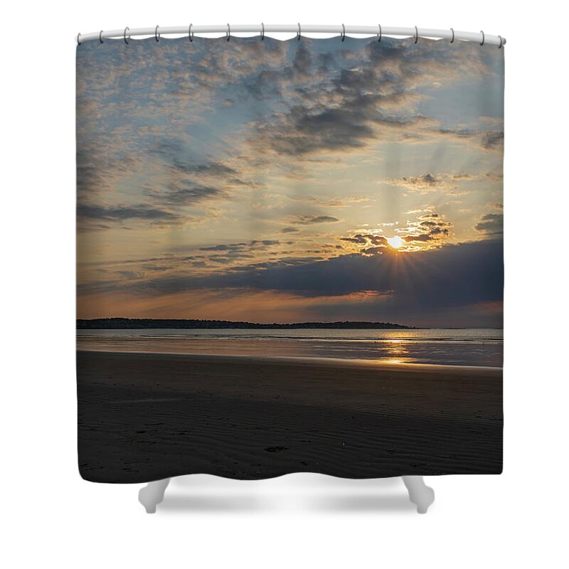 Nahant Shower Curtain featuring the photograph Nahant Beach Sunrise Sunrays Nahant MA by Toby McGuire