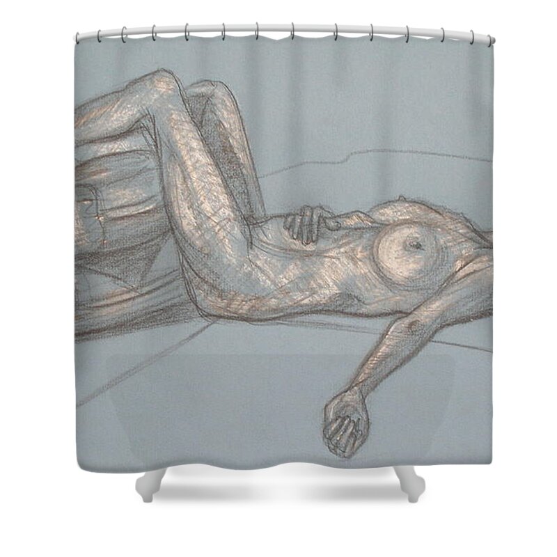 Realism Shower Curtain featuring the drawing Nancy Legs Up by Donelli DiMaria