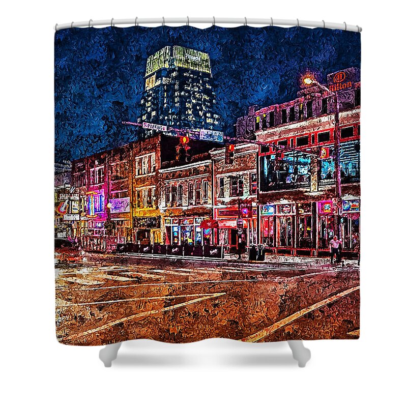 Nashville Shower Curtain featuring the painting Nashville, Tennessee - 03 by AM FineArtPrints