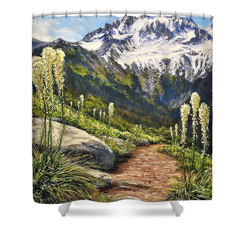 Flowers Shower Curtain featuring the painting Nature's Calling by Lee Tisch Bialczak