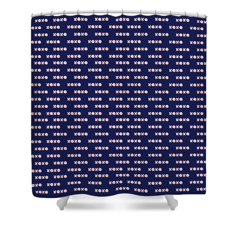 Xoxo Shower Curtain featuring the drawing Navy Xo by Ashley Rice